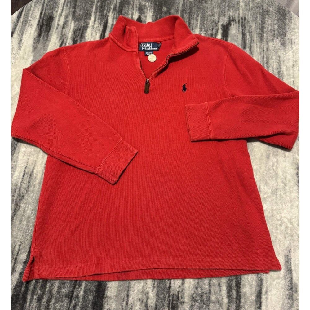 Vtg Y2k Polo By Ralph Lauren Red 1/4 Zip Cotton Pullover Men’s Medium